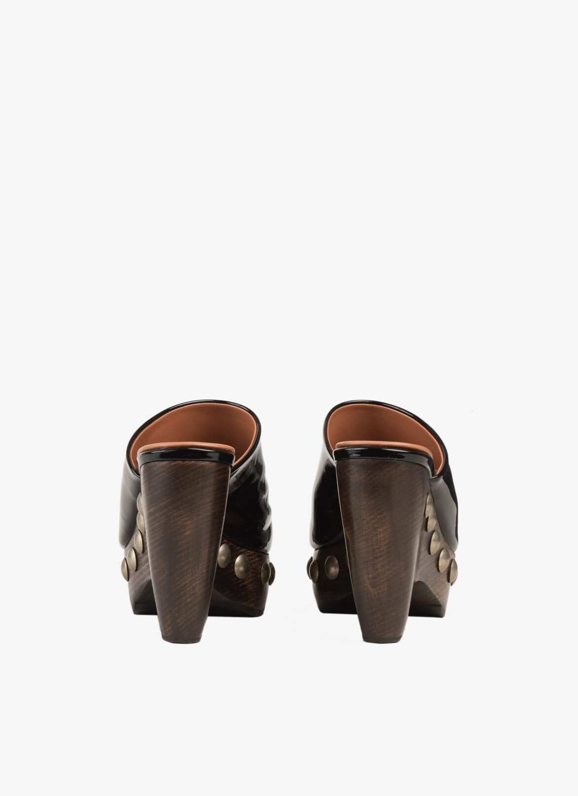 Le Sabot clogs in patent calfskin & wood ALAÏA BLACK LE SABOT CLOGS IN PATENT CALFSKIN & WOOD